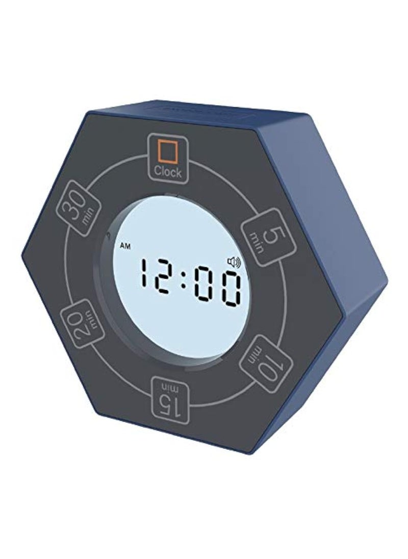 Znewtech Hexagon Rotating Productivity Timer with Clock, Pomodoro Timer with 5, 10, 15, 20, 30 Minute Presets, Timer for People with ADHD (Blue)  - Image 1