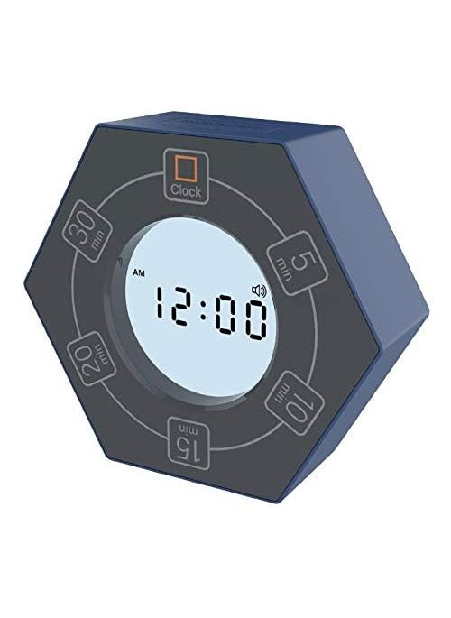 Znewtech Hexagon Rotating Productivity Timer with Clock, Pomodoro Timer with 5, 10, 15, 20, 30 Minute Presets, Timer for People with ADHD (Blue)  - Image 2
