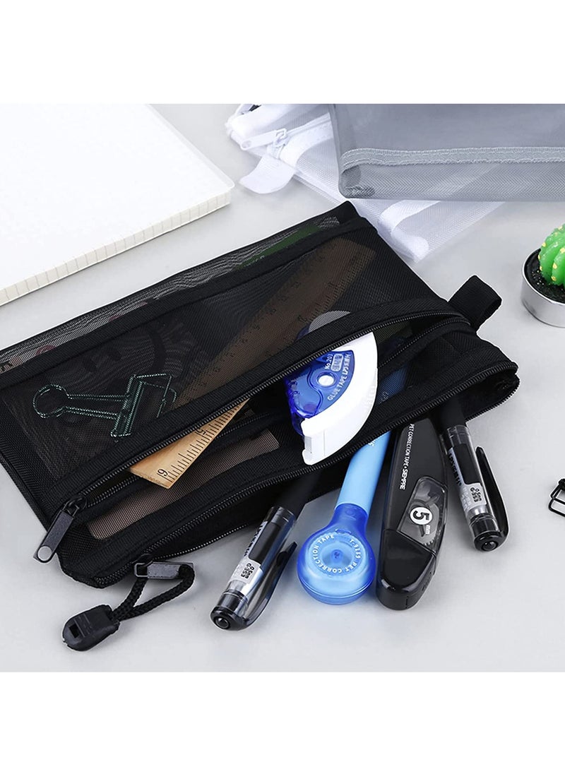 Generic 3 Pcs Pencil Case Set, Clear Exam Pencil Pouch, Mesh Zipper Pen Pouch, Nylon Pencil Storage Pouch, Makeup Bag for Women, Portable Office Stationery Pouch for Students Adults  - Image 5