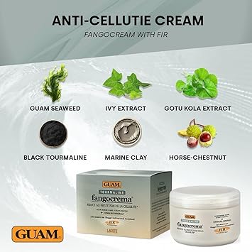 GUAM FIR Seaweed Mud Based Cellulite Cream for Women Reduce Imperfections Boost Circulation FangoCrema Tourmaline Algae Anti Cellulite Treatment 300ml Hot Reshaping Gel Skin Firming Cream - Image 5