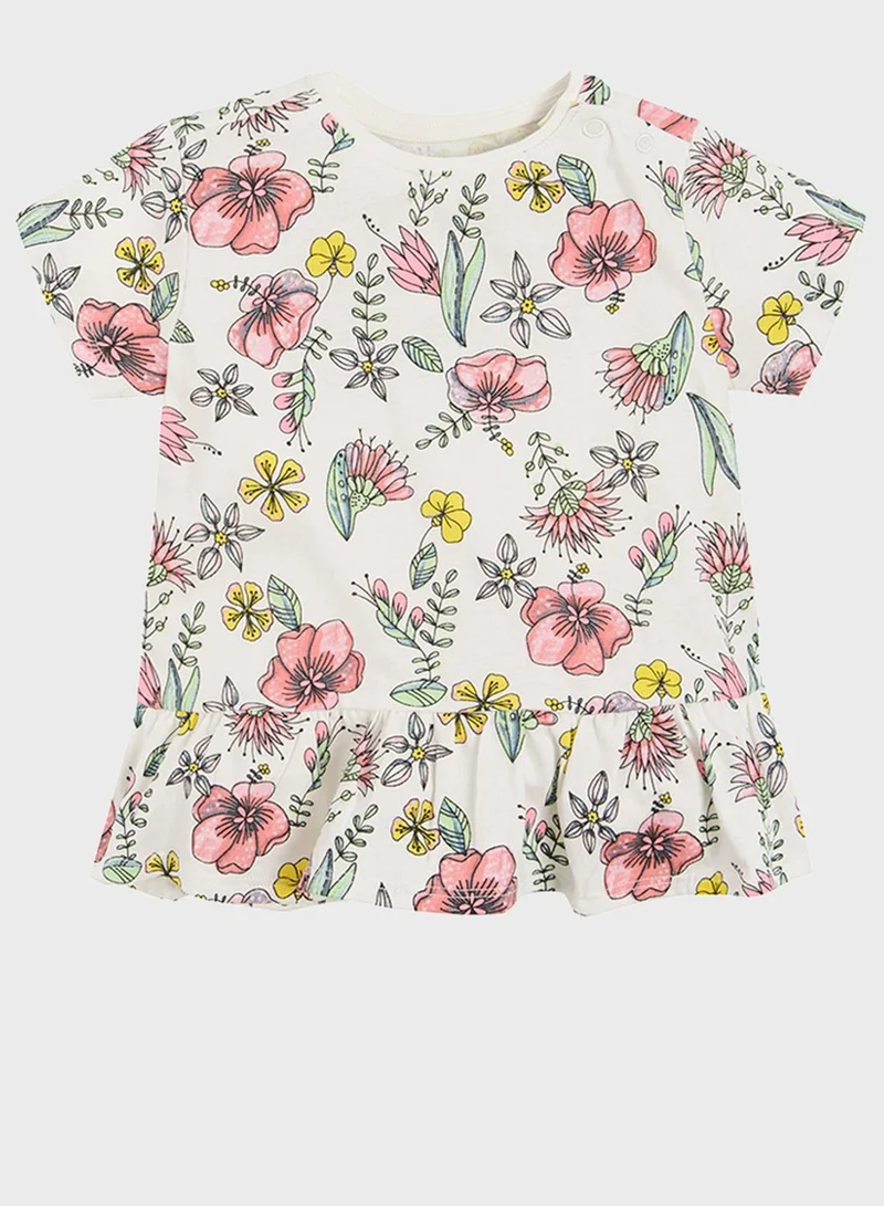 SMYK Infant Flower Print T-Shirt & Shorts Set