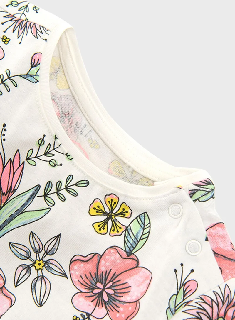 SMYK Infant Flower Print T-Shirt & Shorts Set