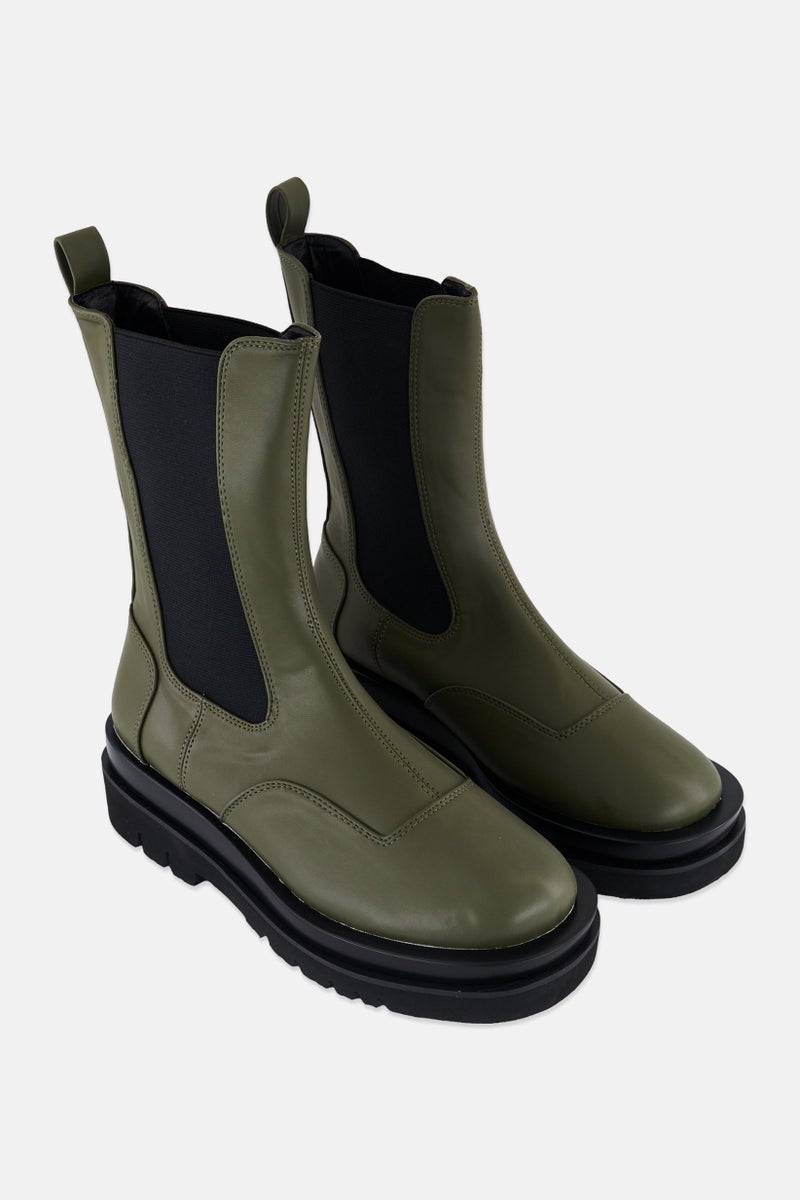 Z Code Z Women Wide Fit Slip On Ankle Boots, Olive - Image 1