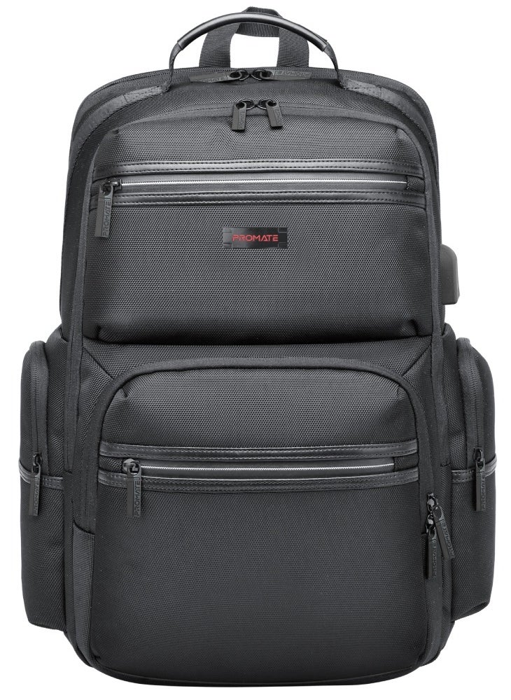 PROMATE - Promate 15.6-Inch Laptop Bag, High-Capacity 34 Liter, Multi-Functional Lightweight Backpack with USB Port,  Durable Finish, Back Straps, Secure Zippers, Large Compartments, and Water Resistance - Image 1