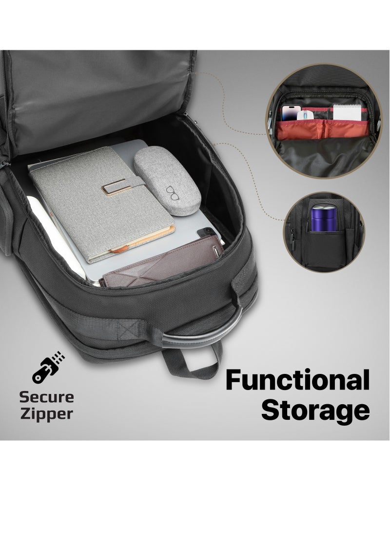 PROMATE - Promate 15.6-Inch Laptop Bag, High-Capacity 34 Liter, Multi-Functional Lightweight Backpack with USB Port,  Durable Finish, Back Straps, Secure Zippers, Large Compartments, and Water Resistance - Image 1