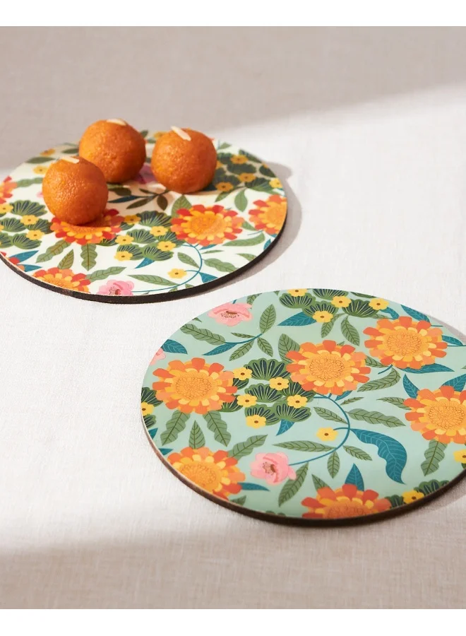 Chumbak Marigold Trivets, set of 2