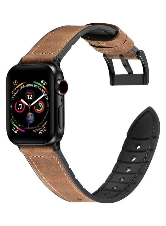 NIBEMINENT Replacement Watch Band for Apple Series 7 45mm/6 & SE 5 4 44mm/3 2 1 42mm Brown  - Image 3