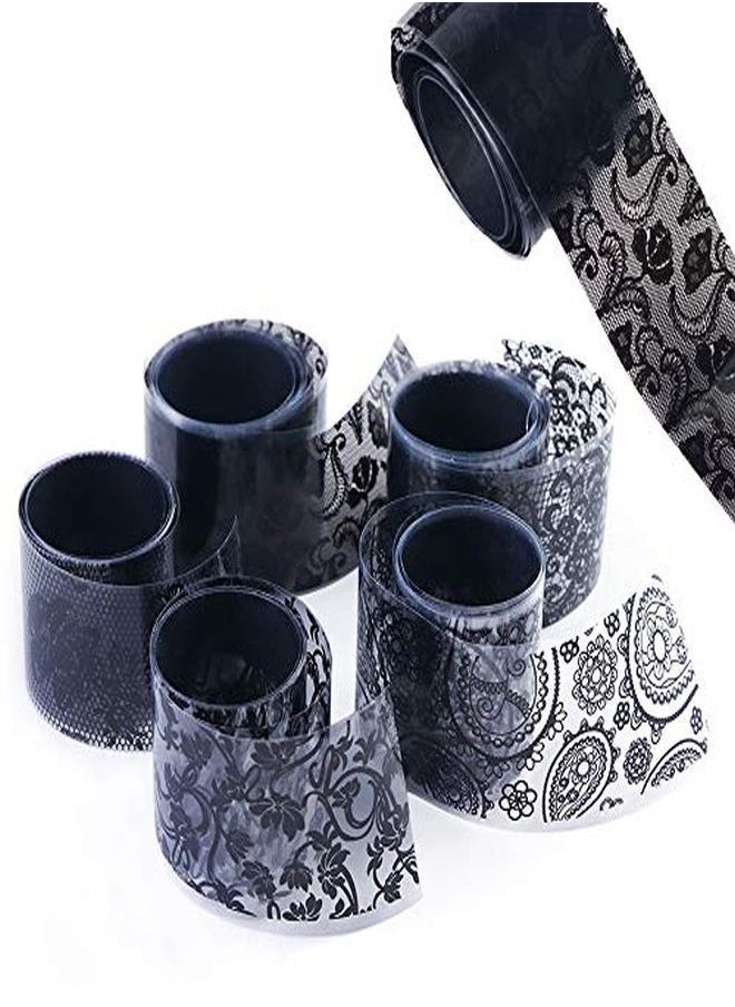 TOOBIT 10Rolls Retro Holographic Nail Foil Transfer Stickers Black And White Lace Laser Foils Nail Art Supplies Starry Paper Designs For Acrylic Decorations Women  Nail Arts Manicure Wraps Charms  - Image 3