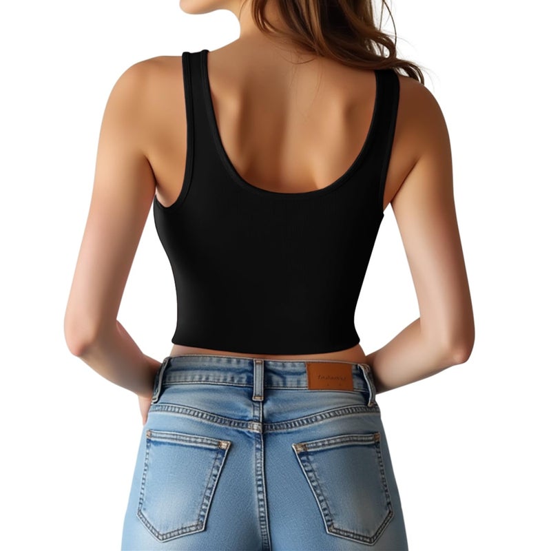 eQFeast 3 Pack Women's Crop Tank Top Cotton Basic Scoop Neck Cute Tops, Casual Summer Cropped Shirts for Women - Image 5