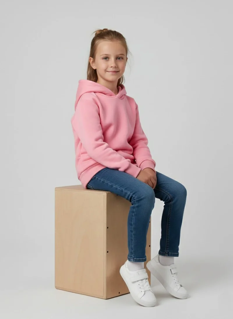 babyqlo Girls Pink Classic Winter Fleece Hoodie