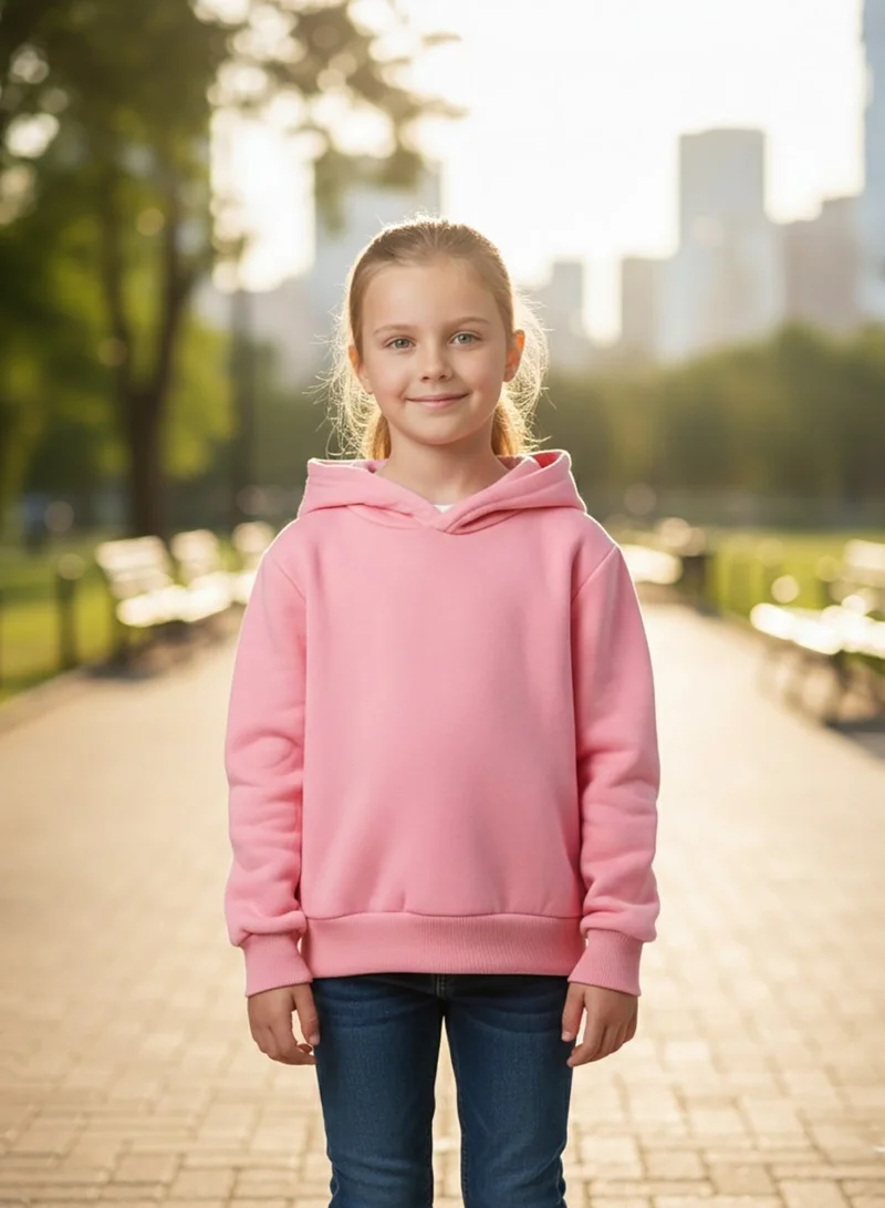 babyqlo Girls Pink Classic Winter Fleece Hoodie
