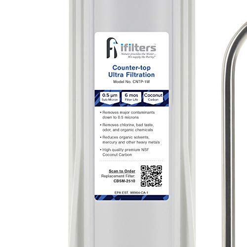 iFilters Countertop Ultra Drinking Water Filter for VOCs Cysts Pesticides Herbicides Chlorine Taste & Odor - White - Image 4