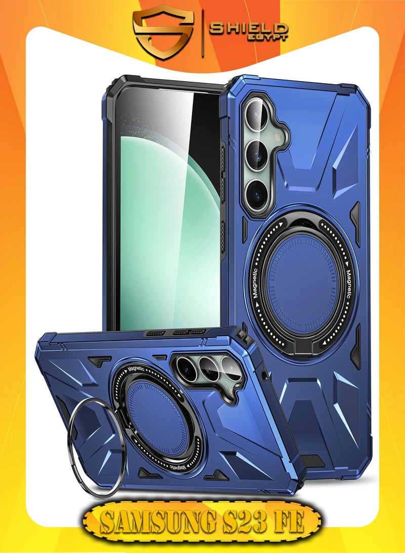 SHIELD EGYPT SHIELD EGYPT For Samsung Galaxy S23 FE Case Mag-Safe Magnetic Shockproof Phone Case with Ring Holder (Blue)