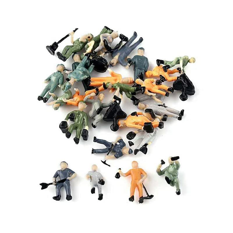 Warmtree 27 Pcs 1:87 Scale Train Track Railroad Worker Model People Figures Set with Rock Basing Kit Miniature Rock Landscape Rocks for Miniature Scenes - Image 4