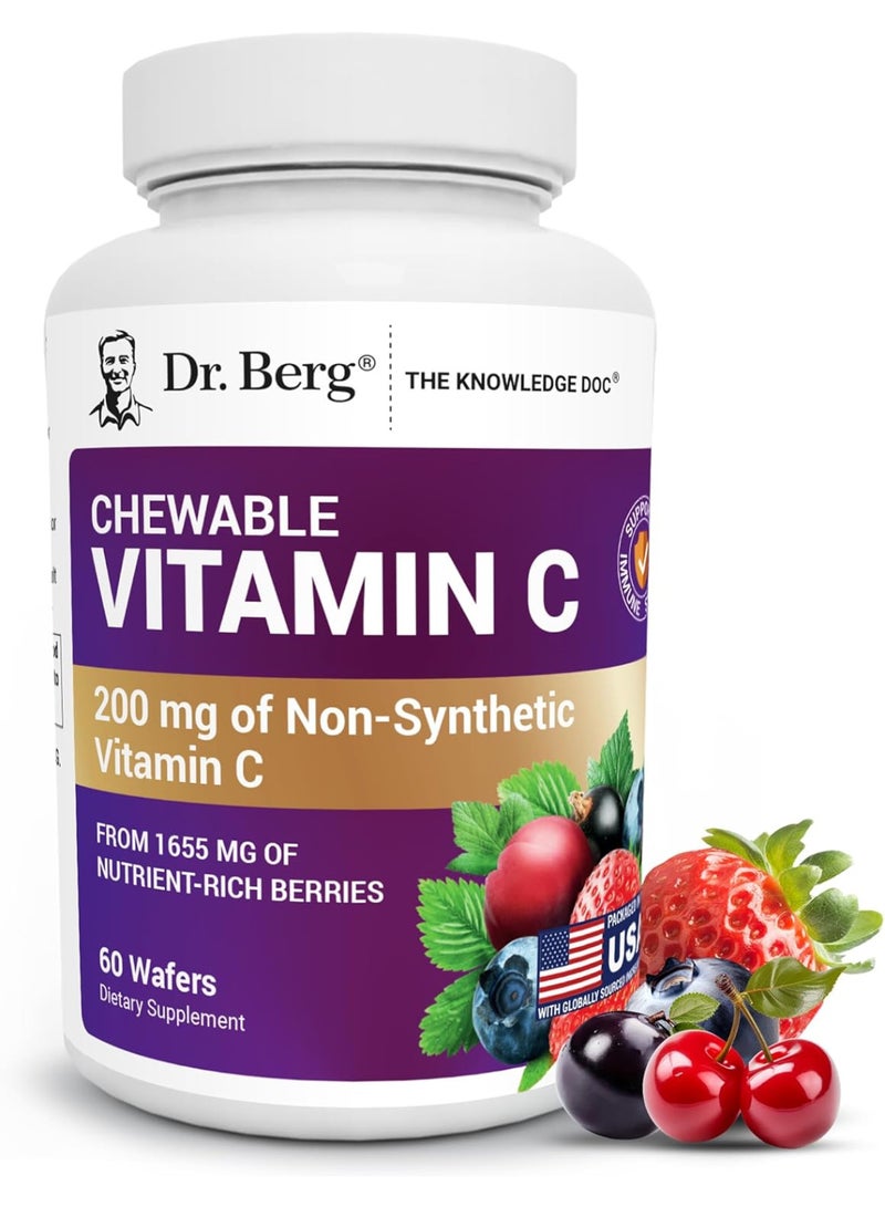 Dr. Berg Nutritional Chewable Vitamin C Complex - Made with Organic, Non-GMO Berries - 60 Delicious Wafers - Image 1