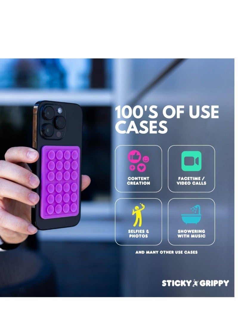 2 حزم شفط جراب هاتف جبل ، سيليكون لاصق ملحقات الهاتف آيفون وأندرويد ، حر اليدين تململ لعبة مرآة دش حامل هاتف ، تيك توك أشرطة الفيديو وصور شخصية (الأرجواني) - Image 2