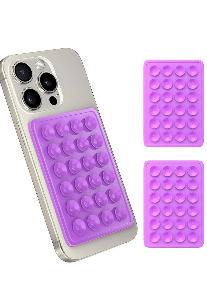 2 حزم شفط جراب هاتف جبل ، سيليكون لاصق ملحقات الهاتف آيفون وأندرويد ، حر اليدين تململ لعبة مرآة دش حامل هاتف ، تيك توك أشرطة الفيديو وصور شخصية (الأرجواني) - Image 3