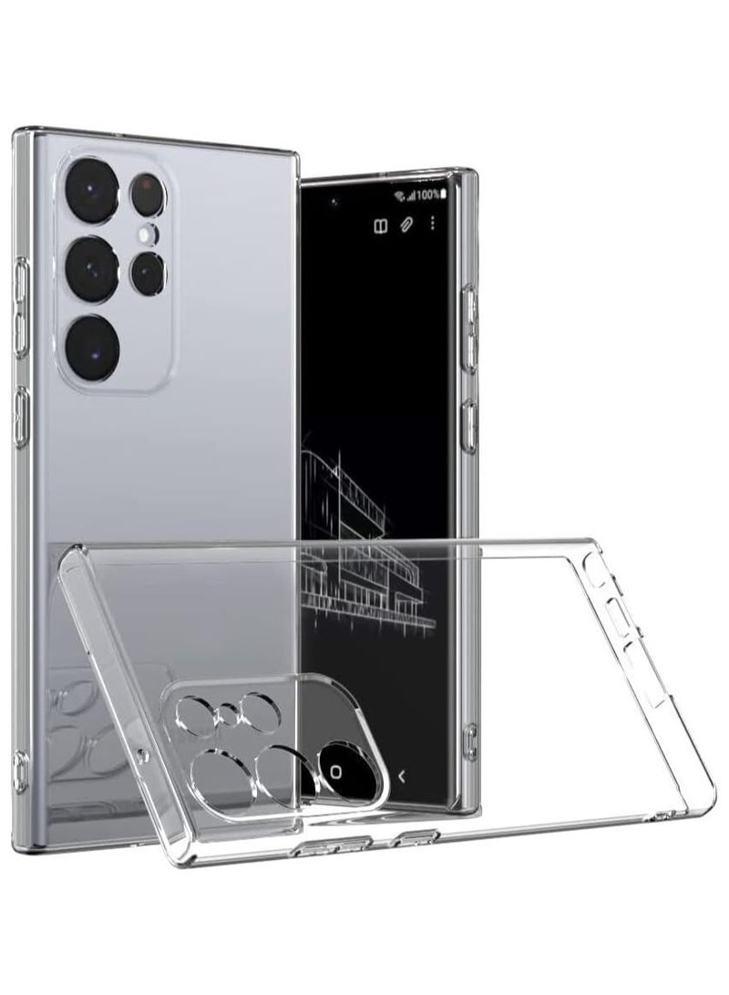 فواتير جراب شفاف مقاوم للصدمات لهاتف Samsung Galaxy S23 Ultra، غير مصفر، حماية من السقوط العسكري بطول 10 أقدام، غطاء خلفي شفاف صلب مع وسائد هوائية بأربع زوايا للحماية من السقوط - Image 1