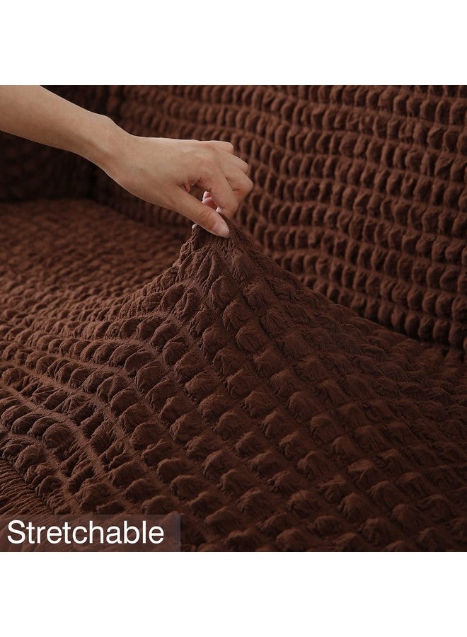 HOKIPO Elastic Stretchable Single Seater 280 GSM Turkish Bubble Sofa Frill Cover, Dark Brown (AR-4602-B3) - Image 5