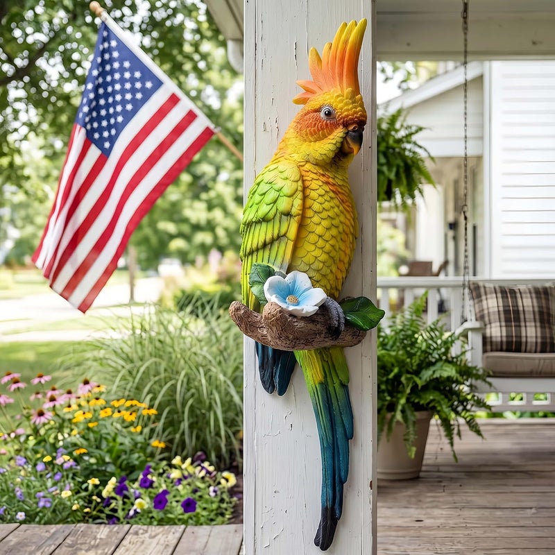Euiroet Tropical Real Hanging Parrot Decor,Resin Bird Figurines,Bird Statues,Home Ornament Decor for Tiki Bar,Perfect for Yard Ornaments,Tree Decorations Outdoor,Patio,Lawn,Tree Trunk, Porch - Image 2