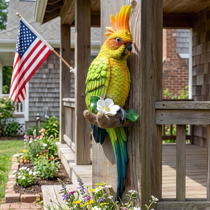 Euiroet Tropical Real Hanging Parrot Decor,Resin Bird Figurines,Bird Statues,Home Ornament Decor for Tiki Bar,Perfect for Yard Ornaments,Tree Decorations Outdoor,Patio,Lawn,Tree Trunk, Porch - Image 4