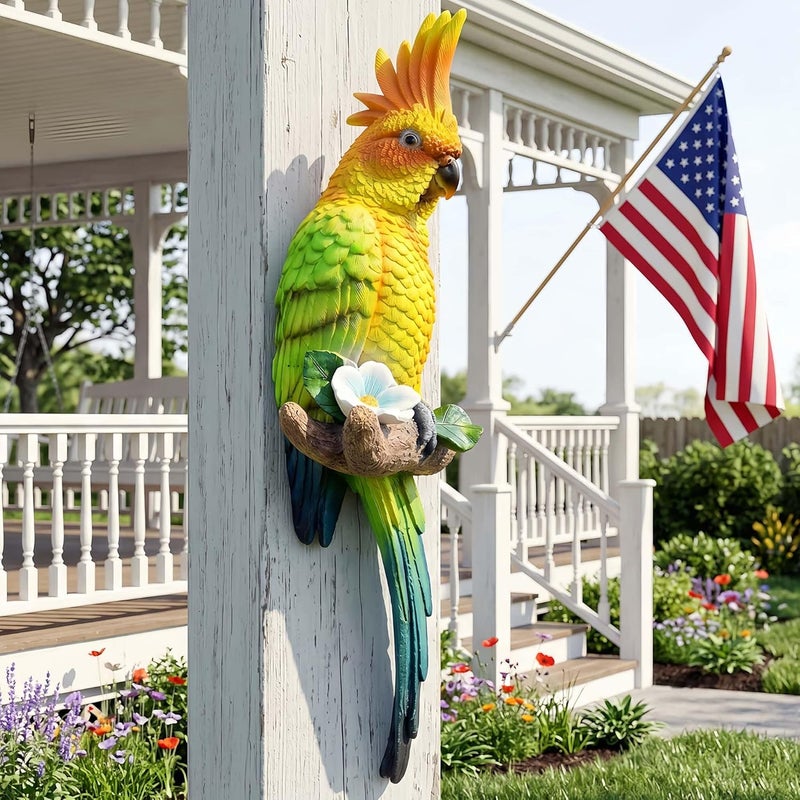 Euiroet Tropical Real Hanging Parrot Decor,Resin Bird Figurines,Bird Statues,Home Ornament Decor for Tiki Bar,Perfect for Yard Ornaments,Tree Decorations Outdoor,Patio,Lawn,Tree Trunk, Porch - Image 1