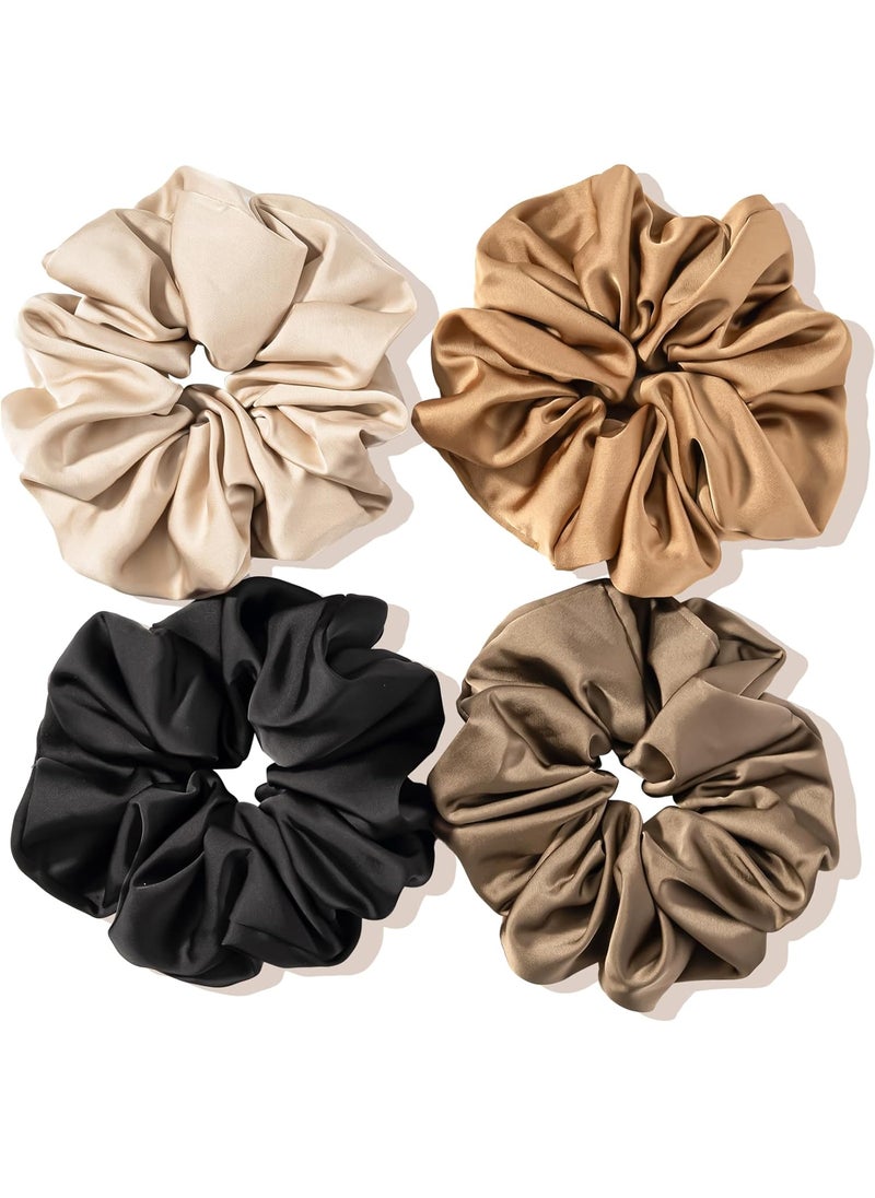 Lolalet - Lolalet Big Scrunchies for Women, 5.9 Inch Large Satin Scrunchies Jumbo Oversized Elastic Hair Ties Extra Large Giant Hair Bands -4 Pack, Style B - Image 1