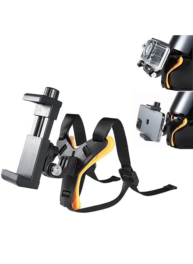 Sharpdo Helmet Chin Mount for Mobile Phone and GoPro, Motorcycle Strap Holder for iPhone Samsung - Image 1