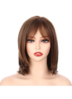 OneDor OneDor Women's 14 Inch Straight Short Bob Wig Synthetic Full Hair Wigs with Bangs (RL12/16) 