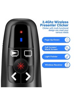 Fanski 2-in-1 USB Type C Presentation Clicker, Clicker for PowerPoint Presentations, Rechargeable Wireless Presenter Remote, Pointer RF 2.4GHz USB PowerPoint Clicker Slide Advancer with Volume Control  - Image 2