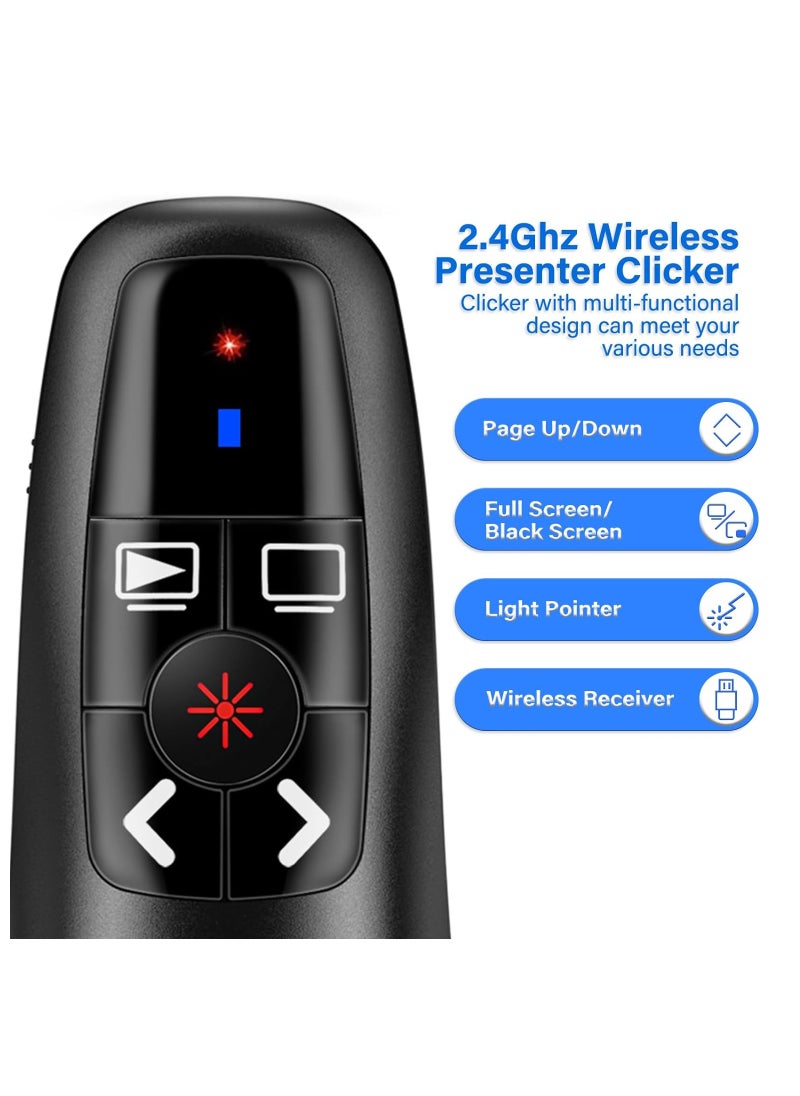 Fanski 2-in-1 USB Type C Presentation Clicker, Clicker for PowerPoint Presentations, Rechargeable Wireless Presenter Remote, Pointer RF 2.4GHz USB PowerPoint Clicker Slide Advancer with Volume Control  - Image 2
