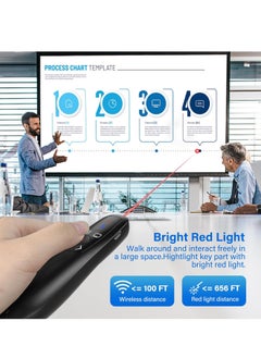 Fanski 2-in-1 USB Type C Presentation Clicker, Clicker for PowerPoint Presentations, Rechargeable Wireless Presenter Remote, Pointer RF 2.4GHz USB PowerPoint Clicker Slide Advancer with Volume Control  - Image 3