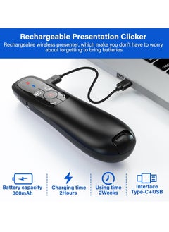Fanski 2-in-1 USB Type C Presentation Clicker, Clicker for PowerPoint Presentations, Rechargeable Wireless Presenter Remote, Pointer RF 2.4GHz USB PowerPoint Clicker Slide Advancer with Volume Control  - Image 4