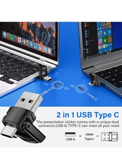 Fanski 2-in-1 USB Type C Presentation Clicker, Clicker for PowerPoint Presentations, Rechargeable Wireless Presenter Remote, Pointer RF 2.4GHz USB PowerPoint Clicker Slide Advancer with Volume Control  - Image 5