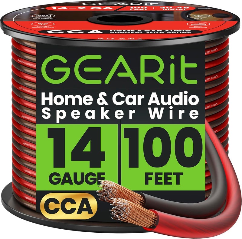 GEARit 14 Gauge 100 Feet Speaker Wire - CCA Cable for Home & Car Audio - Image 1
