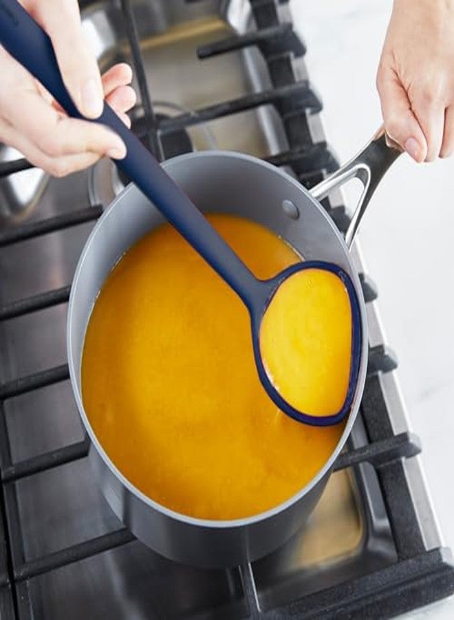 جرين بان مغرفة سيليكون من جرين بان، مثالية لخلط وتقليب وتقديم الحساء، أداة مطبخ للطبخ، مصنوعة من مطاط مرن غير لاصق، قلب فولاذي صلب، مقاومة للحرارة، مقبض مانع للانزلاق، خالية من مادة BPA، آمنة للغسل في غسالة الأطباق، لون أزرق - Image 5