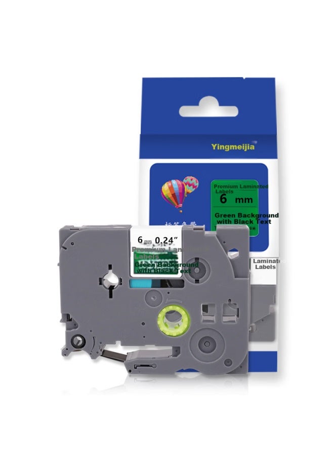 Yingmeijia Label Tape Compatible With Brother Label Printer 6mm Green Background Black Text Tze-711 Adhesive Label Printing Paper