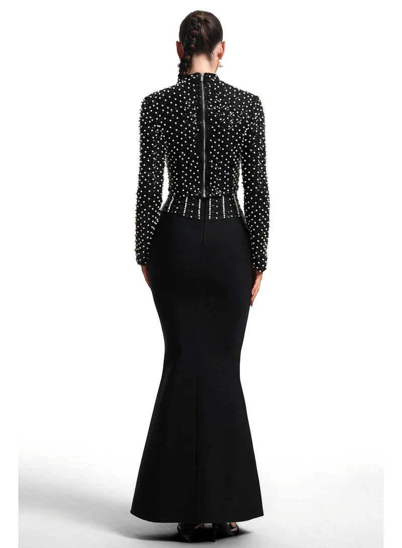 Bella Barnett  Lesa Crew Neck Long Sleeve Rhinestone Two Piece Set for Women | Best Price UAE