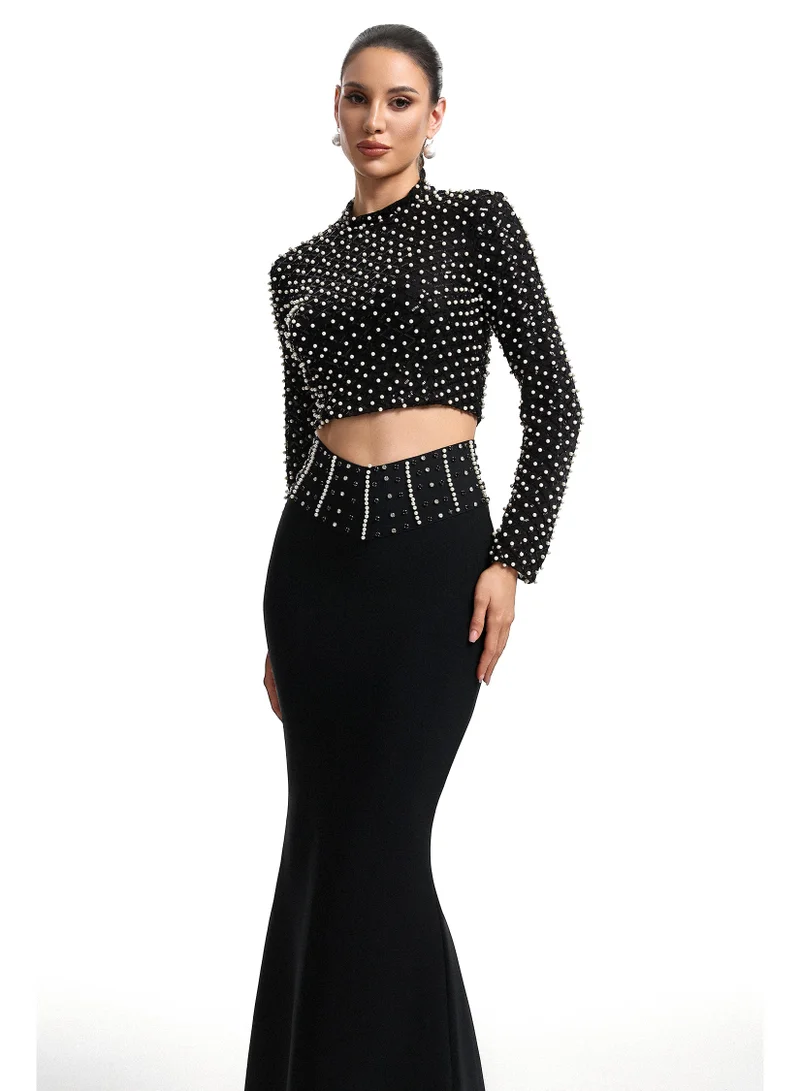 Bella Barnett  Lesa Crew Neck Long Sleeve Rhinestone Two Piece Set for Women | Best Price UAE