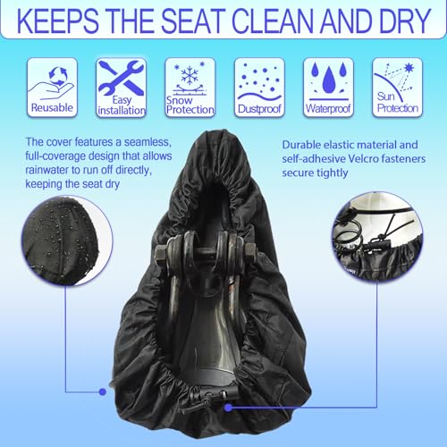 JIAJUNFS Waterproof Bicycle Seat Covers Dustproof Rainproof UVResistant and Windproof Easy to Install and Clean Reusable Suitable for Mens and Womens Mountain Bike and Narrow Seats2pcs Black - Image 3