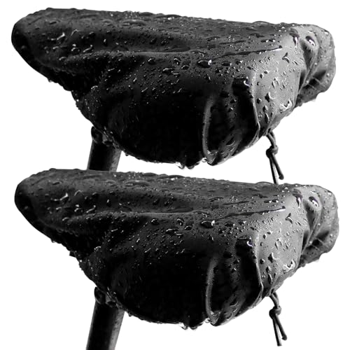 JIAJUNFS Waterproof Bicycle Seat Covers Dustproof Rainproof UVResistant and Windproof Easy to Install and Clean Reusable Suitable for Mens and Womens Mountain Bike and Narrow Seats2pcs Black - Image 1