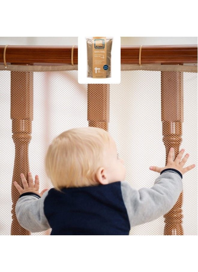 Roving Cove Rovingcove Stair Banister Guard 5Ft X 3Ft Railing Safety Net For Baby Proofing Child Safety Gate Cover Balcony Mesh Netting Almond Brown  - Image 1