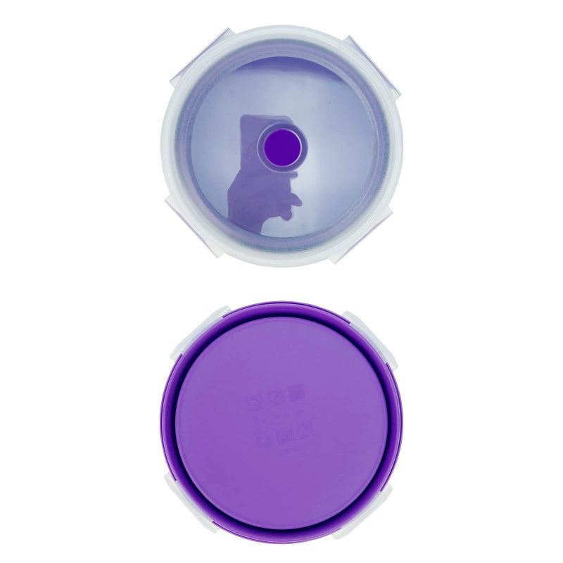 Lunbengo 1200ml Large Camping Bowl with Foldable Spoon  Collapsible Bowl With Lid  Silicone Bento Box  For Travel Camping Meal Prep & Food Storage  Microwave Dishwasher Safe  Purple - Image 5
