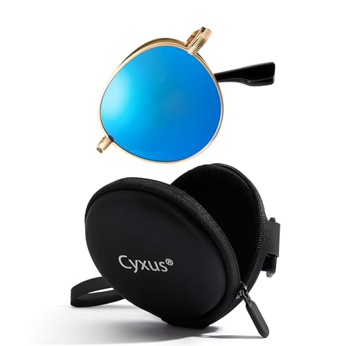 Cyxus Folding Sunglasses TR90 Frame UV400 Protection Ultralight Easy Carry Foldable Sunglasses For Women Men Blue - Image 1
