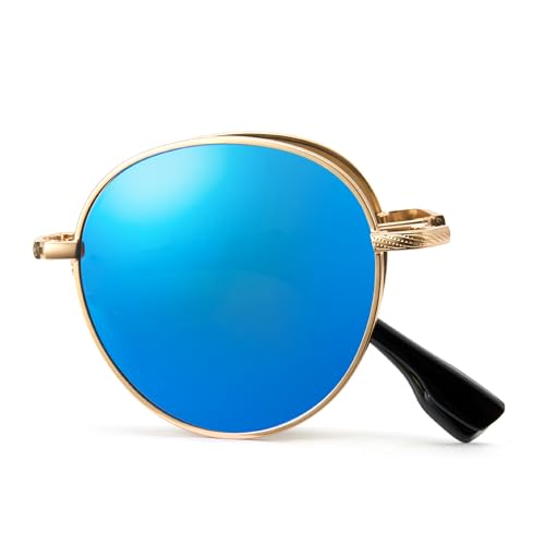 Cyxus Folding Sunglasses TR90 Frame UV400 Protection Ultralight Easy Carry Foldable Sunglasses For Women Men Blue - Image 3