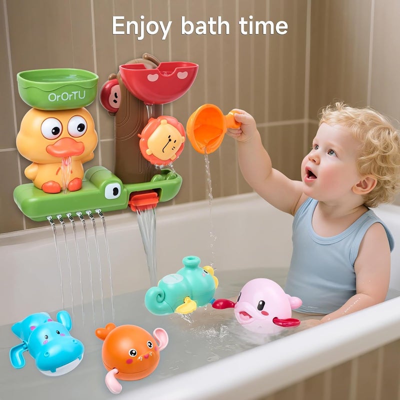 OR OR TU Baby Bath Toys, Watermill Rotating Water Bath Toy with Suction Cups, Wind up Bath Toys Baby Shower Swimming  Toys - Image 2