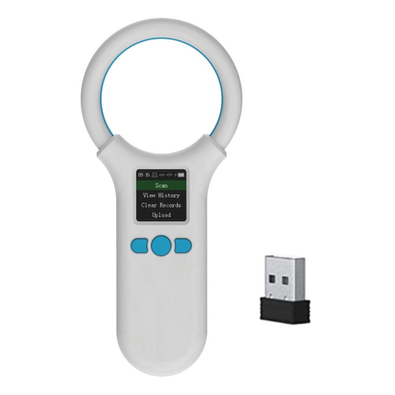 Microchip Scanner, White: High Efficient 134.2/125 Khz Reader With 3.7V 800mAh Battery - Great Connectivity Microchip Pet Feeder Tag Reader for Animal Management, Resource Management & Railway Inspect - Image 1