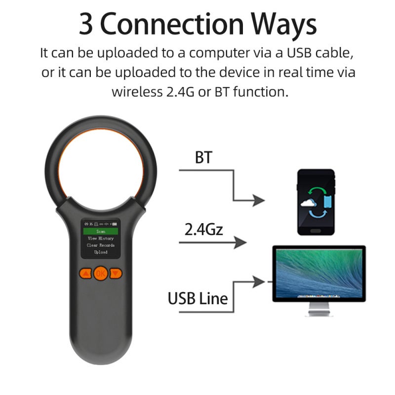 Microchip Scanner, White: High Efficient 134.2/125 Khz Reader With 3.7V 800mAh Battery - Great Connectivity Microchip Pet Feeder Tag Reader for Animal Management, Resource Management & Railway Inspect - Image 3