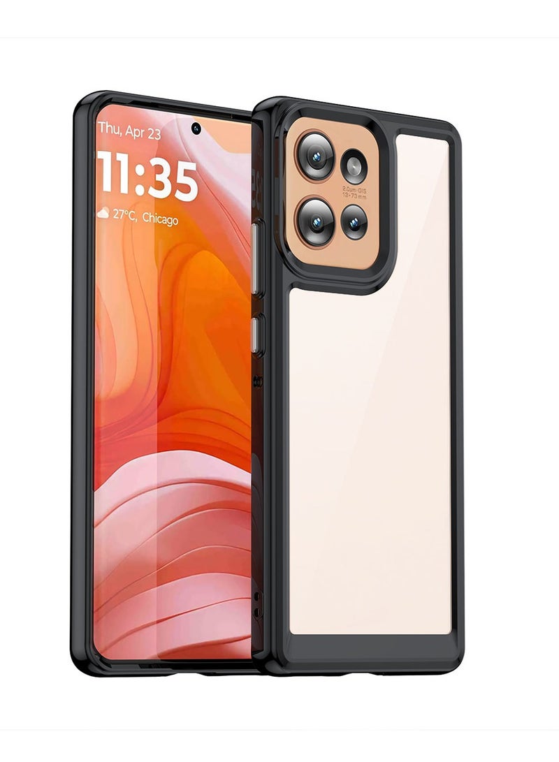for Motorola Edge 50 5G Case Cover, High Quality Hard Backplane Soft Border Pure and Bright Comfortable Feel Cell Phone Protective Case for Motorola Edge 50 5G, Black Transparent. - Image 1