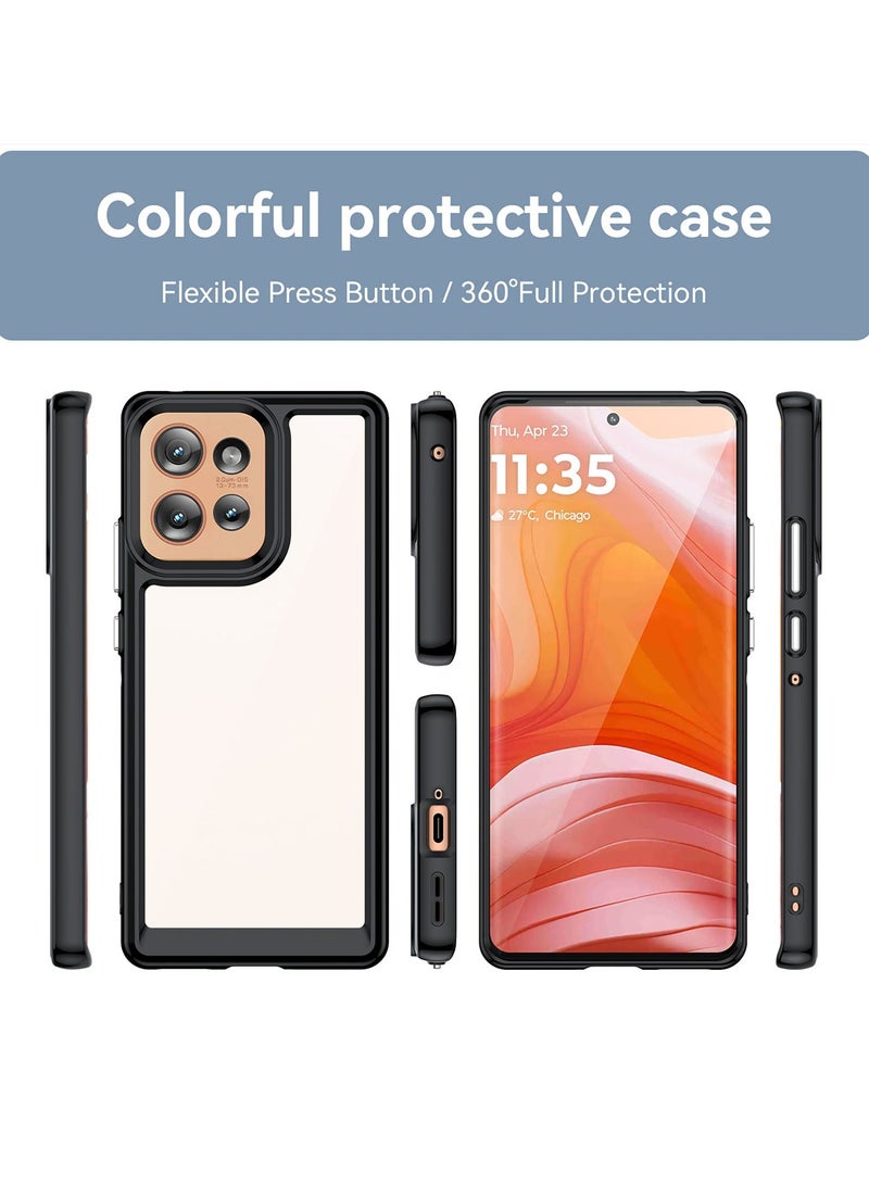 for Motorola Edge 50 5G Case Cover, High Quality Hard Backplane Soft Border Pure and Bright Comfortable Feel Cell Phone Protective Case for Motorola Edge 50 5G, Black Transparent. - Image 2